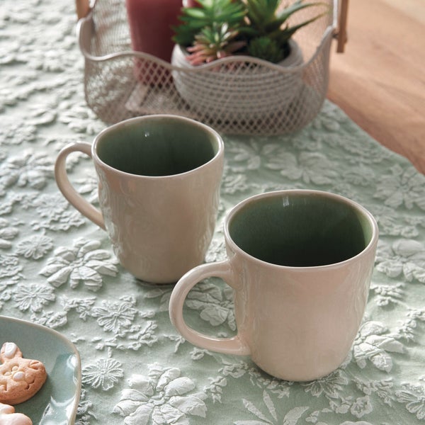 FRANK FLECHTWAREN|Tasse Organic, 2er Set, Ø 9 x 10 cm, Füllmenge 300 ml, PORZELLAN