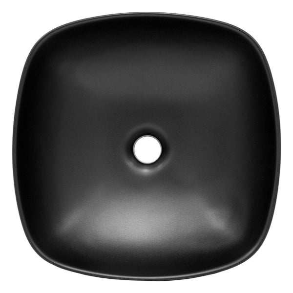 ML-Design Waschbecken aus Keramik Schwarz 40,5x40,5x15 cm mit Ablaufgarnitur, Abgerundeten Ecken, Aufsatzwaschbecken, Moderne Waschtisch Waschschale Waschplatz Handwaschbecken, für Badezimmer/Gäste-WC