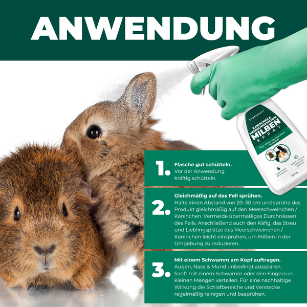 Silberkraft Milbenspray 500 ml – Milbenmittel für Meerschweinchen, Hamster & Nager, hochwirksame Milbenabwehr für Fell & Käfig, Sofort- & Langzeitschutz, hergestellt in Deutschland