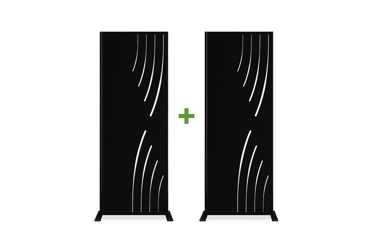 Set mit 2 dekorativen Paneelen VELETA Schwarz H.160cm, rechte Seite mit Mustern