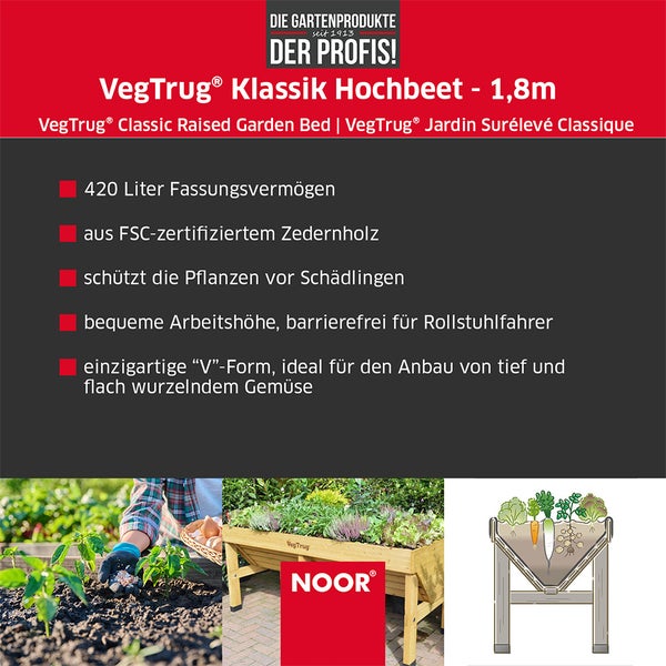 VegTrug® Klassik - Grey Wash - 1,8 m (183x76x80 cm)