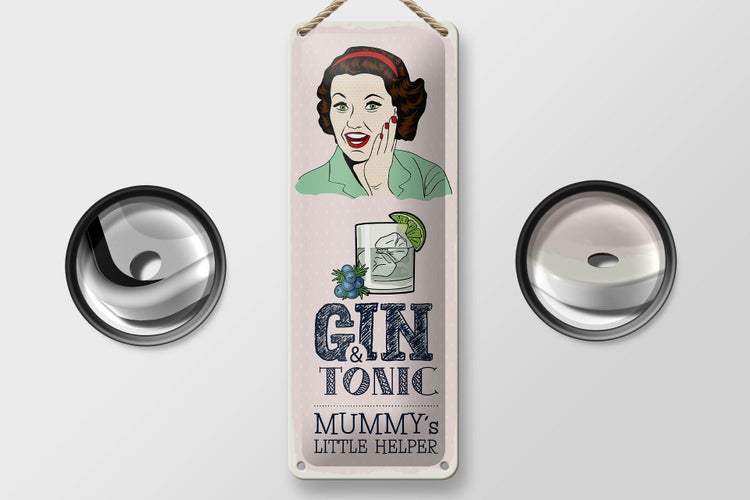 Blechschild Spruch lustig Gin Tonic Mummy´s Helper 10x27cm