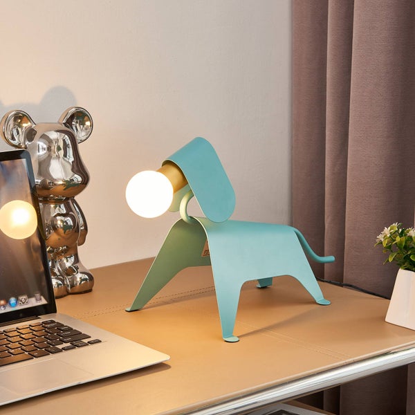 Lucande Tischlampe Idalina (Design, Modern) in Blau aus Metall (1 flammig G4 ) - Designer Tischleuchte Schreibtischlampe Nachttischlampe Wohnzimmerleuchte