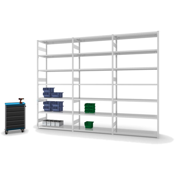 PROREGAL Fachbodenregal Stecksystem T-Profil Heavy-Duty Grundregal HxBxT 300 x 130 x 50 cm 7 Ebenen Fachlast 330 kg Beidseitig Nutzbar Lichtgrau