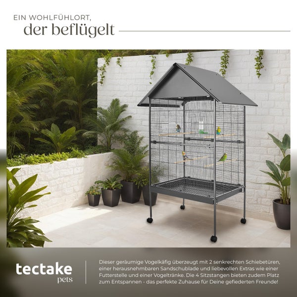 Vogelkäfig tectake Bubi 85 x 60 x 168 cm in Hammerschlagoptik anthrazit