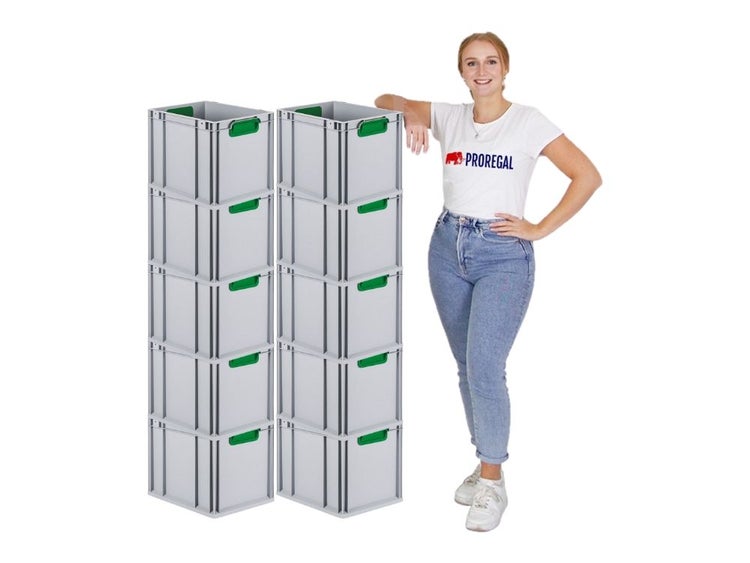 PROREGAL Eurobox Nextgen Color HxBxT 32 x 30 x 40 cm 30 Liter Griffe Grün Geschlossen Glatter Boden Eurobehälter Transportbox
