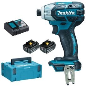 Makita Akku Schlagschrauber Set mit zwei Akkus Ladegerät und Kunststoffkoffer