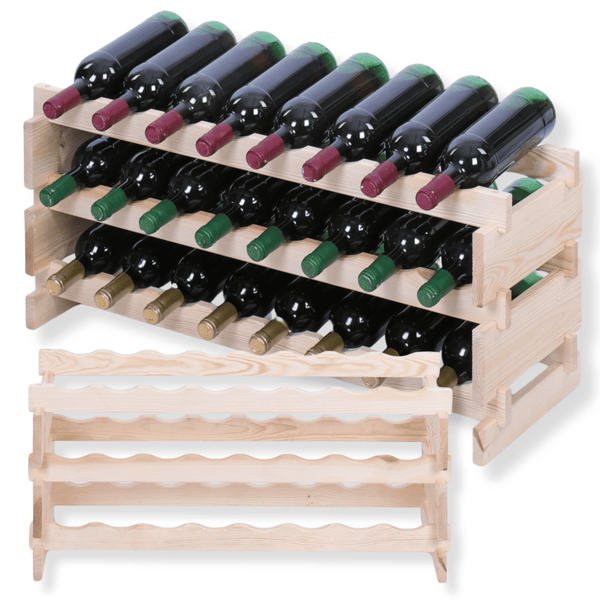 Weinregal VINOTECA FLEX PRO HxBxT 37x84x28cm 24 Flaschen auf 3 Ebenen Massives Kiefernholz Grau