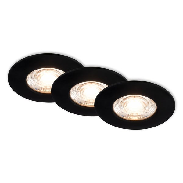 BRILONER KULANA MINI LED Einbaustrahler Bad, 3er Set, IP44 Spritzwasserschutz, Flaches Design, Warmweißes Licht, schwarz, 6,5 x 2,5 cm