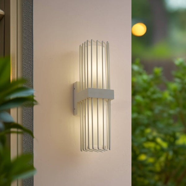 Lucande Wandleuchte außen Chandan (spritzwassergeschützt (Modern) in Weiß aus Aluminium (2 flammig, E27) - Außenwandleuchten Wandlampe Led Außenlampe Outdoor für Außenwand/Hauswand Haus