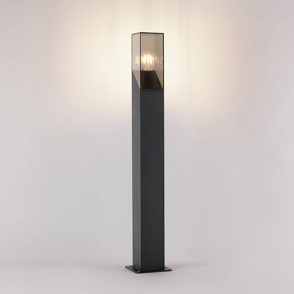 Lucande Außenleuchte Fiola (spritzwassergeschützt (Modern) in Schwarz aus Aluminium (1 flammig, E27) - Wegeleuchte Pollerleuchte Wegelampe Sockelleuchte