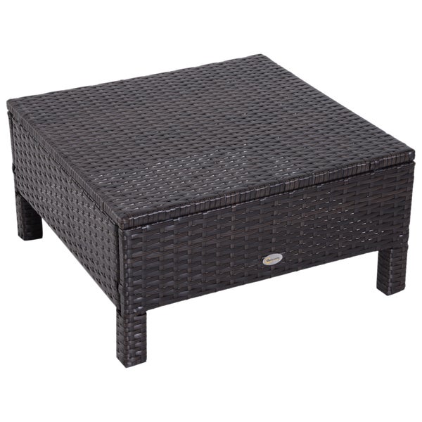 Outsunny 3-tlg. Gartensofa, 2er-Sofa, 2 x Hocker Kissen, L162 x B65 x H86 cm, Polyrattan + Metall, Braun