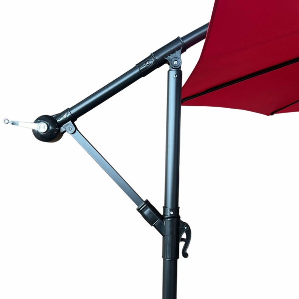 Detailaufnahme eines Sonnenschirms mit Kurbelmechanismus