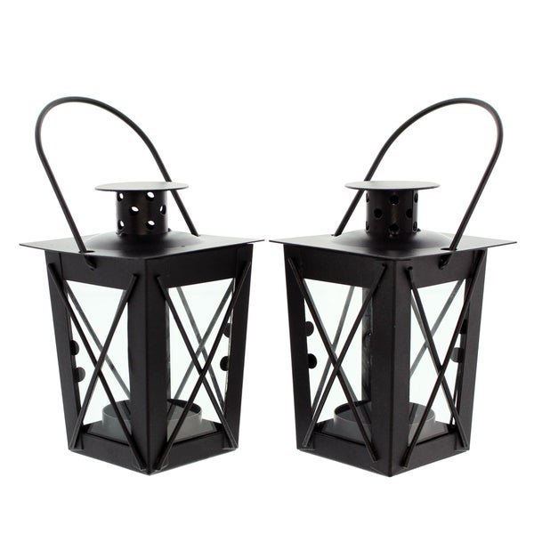 FRANK FLECHTWAREN | Mini-Laterne Metall, 2er Set, METALL, 7 x 7 x 12 cm, GH 17 cm, ohne Teelicht, Setpreis