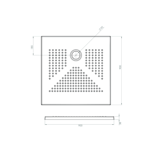 Duschwanne 90X90x3 cm mit Antirutschbeschichtung | Delfino