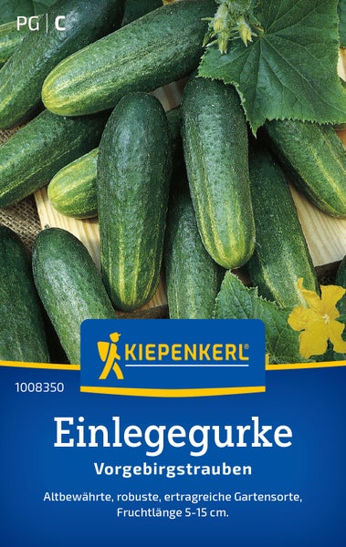 Saatgut Kiepenkerl Einlegegurke Vorgebirgstrauben auf einer Samentuete