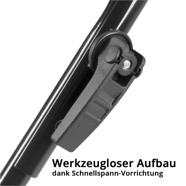 Werkzeugloser Aufbau dank Schnellspannvorrichtung