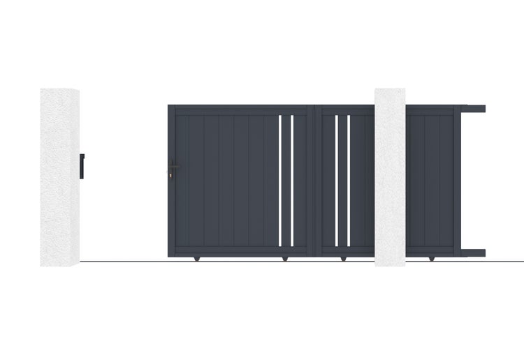 Schiebetor aus aluminium 3m GIONA H.160cm grau