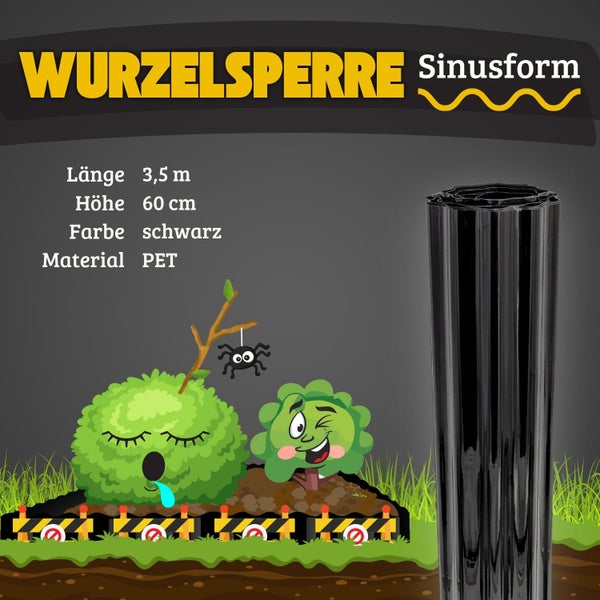 Wurzelsperre aus PET, 3,5 m lang und 60 cm hoch