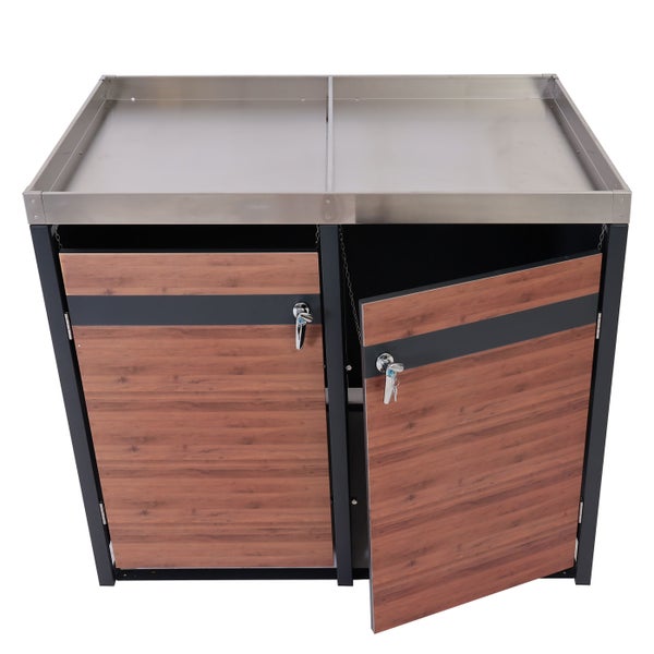 Grillunterschrank mit zwei Türen und Edelstahlarbeitsplatte