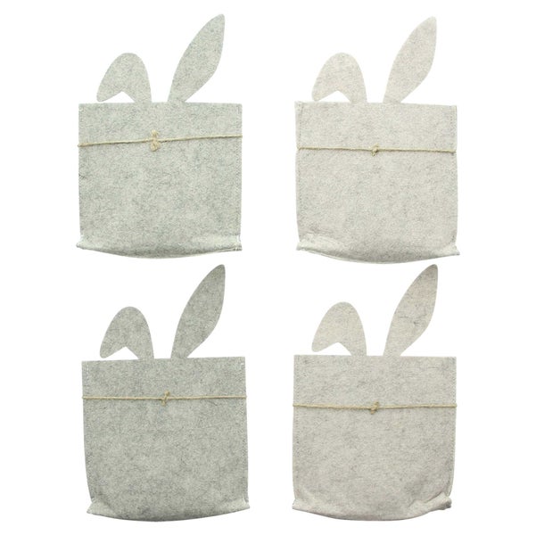 FRANK FLECHTWAREN | Filzbeutel Osterhase, 4er Set, FILZ AUS PET, HOLZ, JUTE, 16 x 25 cm