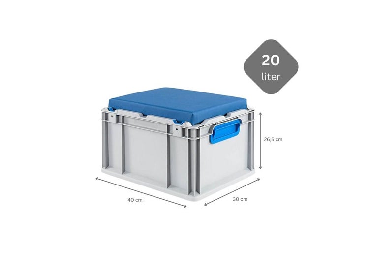 PROREGAL Eurobox NextGen Seat Box Blau HxBxT 26,5 x 30 x 40 cm 20 Liter Griffe Geschlossen Eurobehälter Sitzbox Transportbox