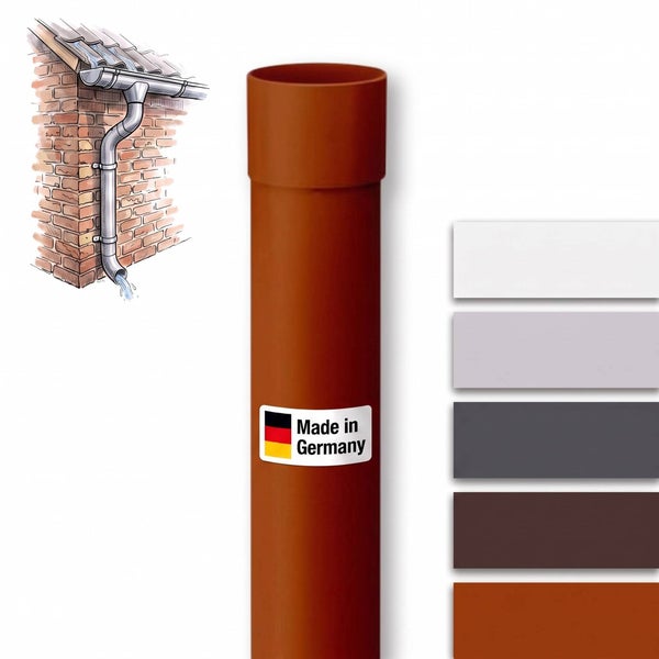 Infografik mit technischen Daten und Abmessungen eines Inefa PVC Fallrohrs mit 75 Millimeter Durchmesser und 200 Zentimeter Länge.