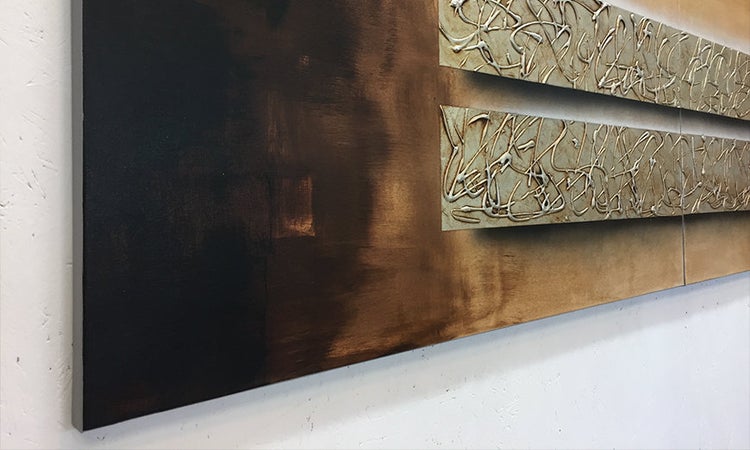 Das Leinwandbild -Silver Tracks- 200x60x2 cm handgemaltes Unikat