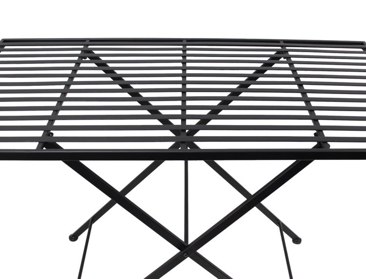 Rechteckiger Metallgartentisch mit Lamellenplatte und klappbarem X Gestell