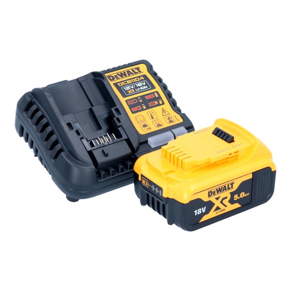 DeWalt 18 Volt 5,0 Amperestunden Lithium-Ionen Akku mit Ladegerät.