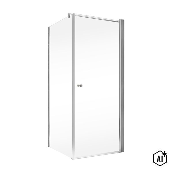 Eckduschkabine aus Glas mit Metallrahmen und Türgriff