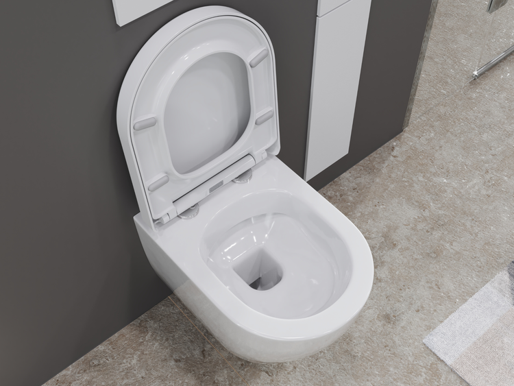 Aqua Bagno Design Hänge-WC ABWCSR001 – Spülrandlos – Keramik – mit Softclose-Sitz