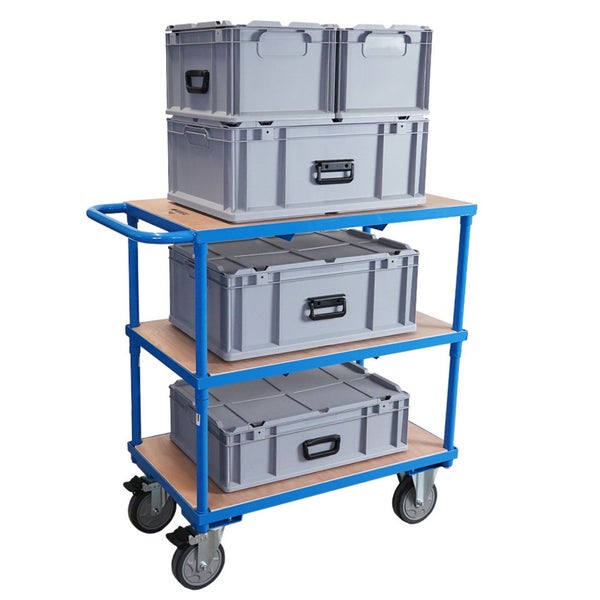 Etagenwagen mit vier grauen Euroboxen