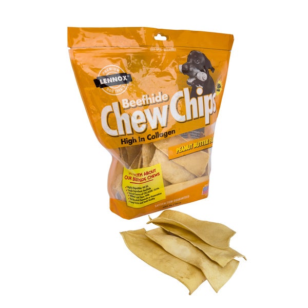 Lifebound - Hundesnack: Rinderhautchips für Hunde mit Erdnussbutter-Geschmack – (3 Packungen á 453,5 g)