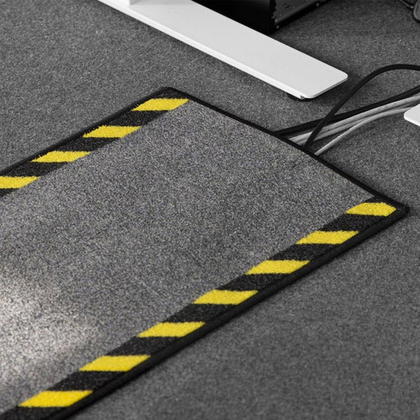 FLOORDIREKT Kabelmatte mit Warnumrandung - Rollenware - Sicherheitsmatte für Büro und Lager - Schwarz-Gelb - 60 x 800 cm