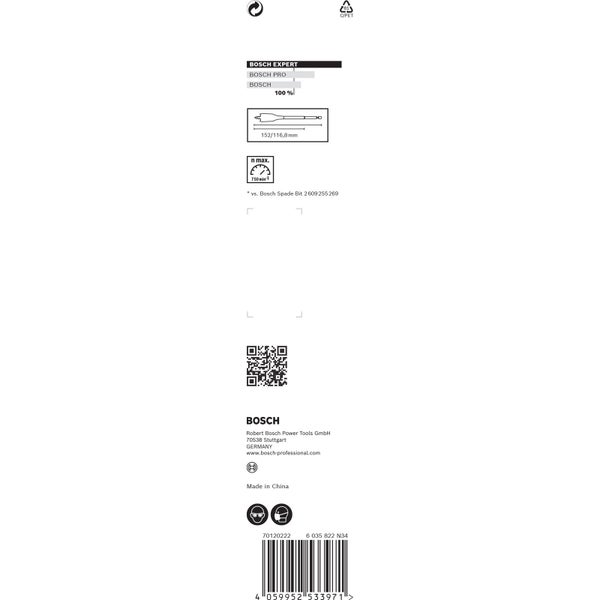 Bosch Expert, Bosch Pro, Bosch 100 Prozent, 152/116,8 Millimeter, maximale Drehzahl 750 pro Minute, Bosch Logo