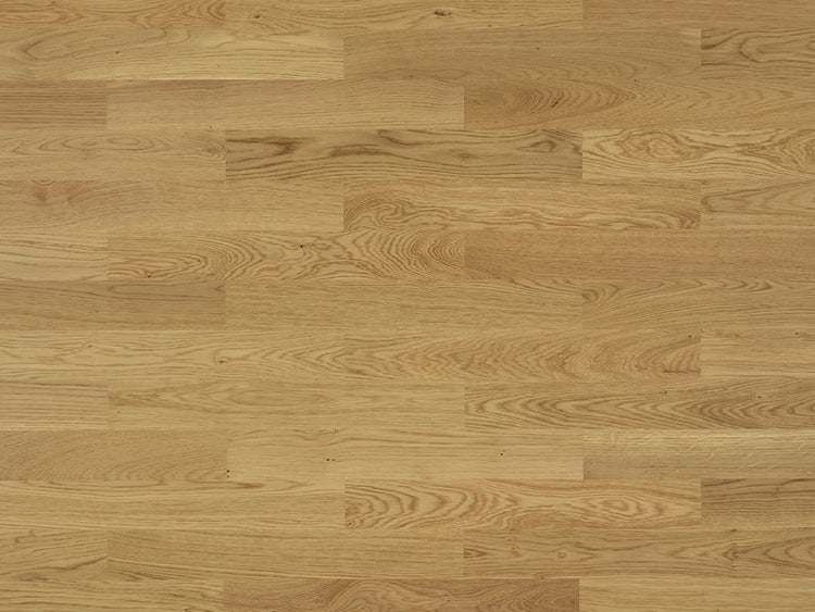Laminat oder Parkett in Eichen-Optik mit sichtbarer Holzmaserung und versetztem Dielenmuster.