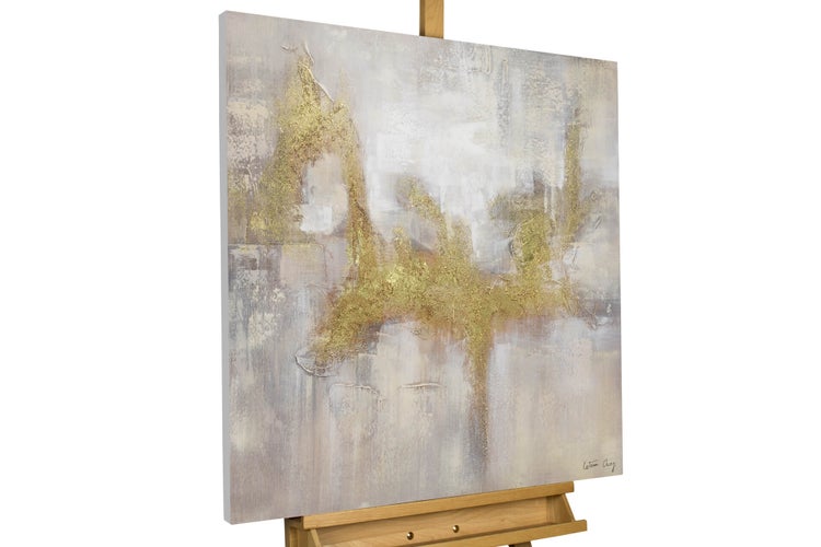 Handgemaltes Gemälde Acrylfarbe 80x80cm Gold