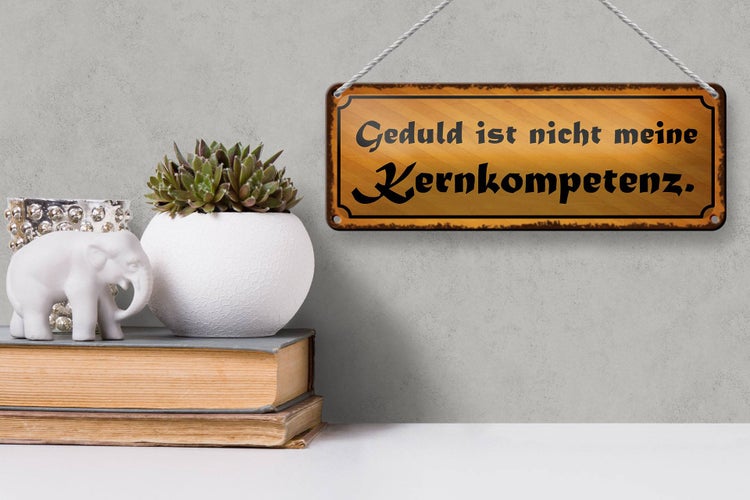 Blechschild Spruch 27x10cm Geduld nicht Kernkompetenz Dekoration