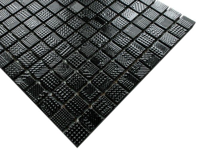 Glasmosaik auf Netz für Bad und Küche 30cm x 30cm  - Black lace