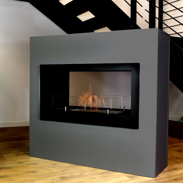 GLOW FIRE Ethanol Kamin 'Ulstein' | Ethanolofen in Grau mit 3 Std. Brenndauer und 2 KW Heizleistung | BxHxT: 110x100x30 cm
