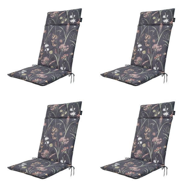 Hochlehnerauflage Donna grau Canvas Eco+ - Ca. 120x50 cm - 4er-Set