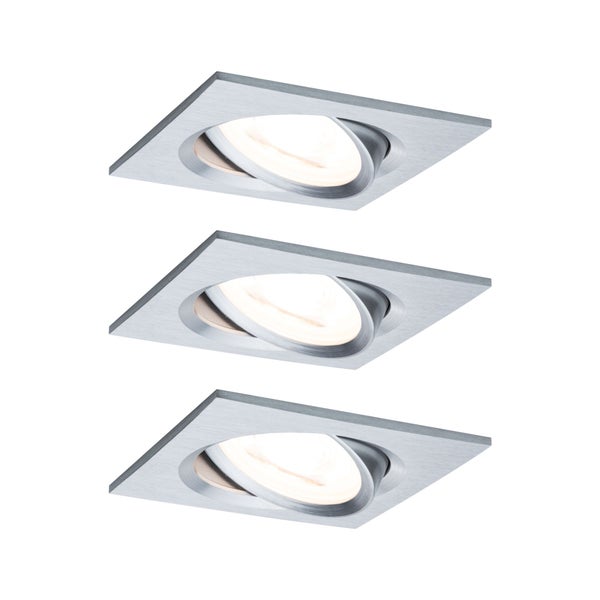 LED Einbauleuchte Nova Coin Basisset schwenkbar eckig 84x84mm 50° Coin 3x6W 3x470lm 230V 2700K Alu gedreht