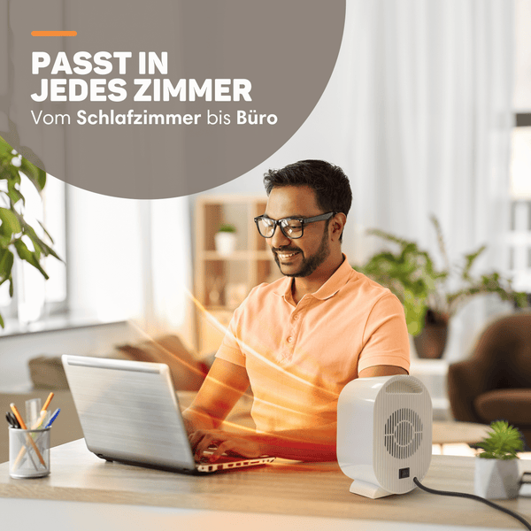 Vulpes Goods Elektrischer Heizlüfter- Keramik Heizlüfter - 1200W - Weiß