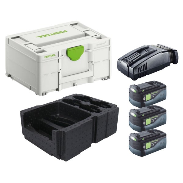 Festool Energie Set 3x BP 18 Li 5,0 ASI EU Akkupack 18 V 5,0 Ah ( 3x 577660 ) + SCA 16 Schnellladegerät 10,8 V - 18 V ( 576953 ) + Systainer