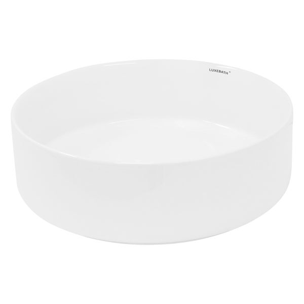 ECD Germany Design Waschbecken Waschtisch Ø 355 x 120 mm aus Keramik Rund Weiß - Aufsatzbecken Aufsatzwaschbecken Handwaschbecken Aufsatzwaschtisch Spülbecken Wasserfall Waschschale Waschschüssel