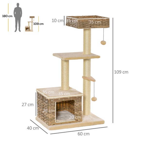 PawHut Rattan Katzenbaum Kratzbaum Ktzchen Mbel mit | HORNBACH