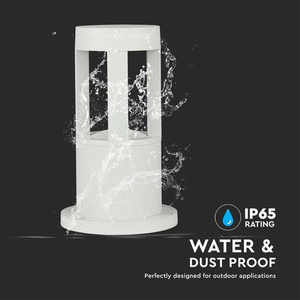 Weiße Außenleuchte mit der Kennzeichnung IP65, die Wasser- und Staubdichtigkeit garantiert