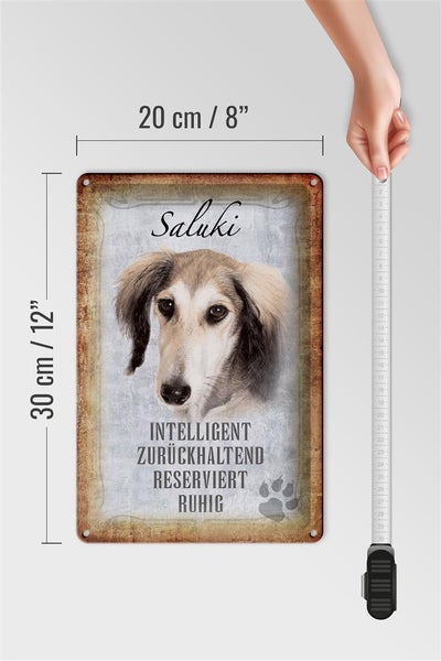 Blechschild Spruch 20x30cm Saluki Hund ruhig Schild