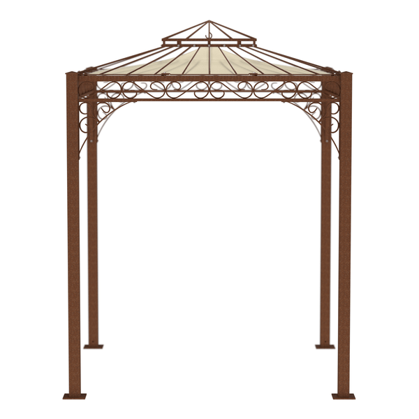 Pavillon ELEO Meran 2 x 2 m unbeschichtet - Edelrost | und Sonnensegel ecru